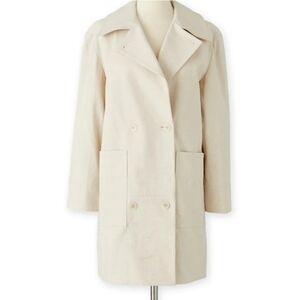 J Peterman Company Canvas Pea Coat The Time Travelers Cream Womens Size S NWOT